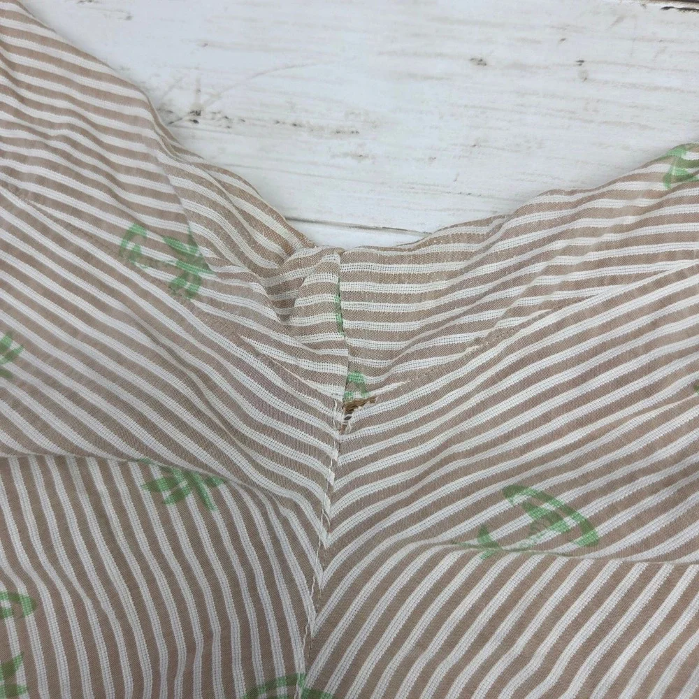 Vineyard Vines Shorts Men 38 Tan Seersucker Palm Tree Embroidered Preppy Damaged